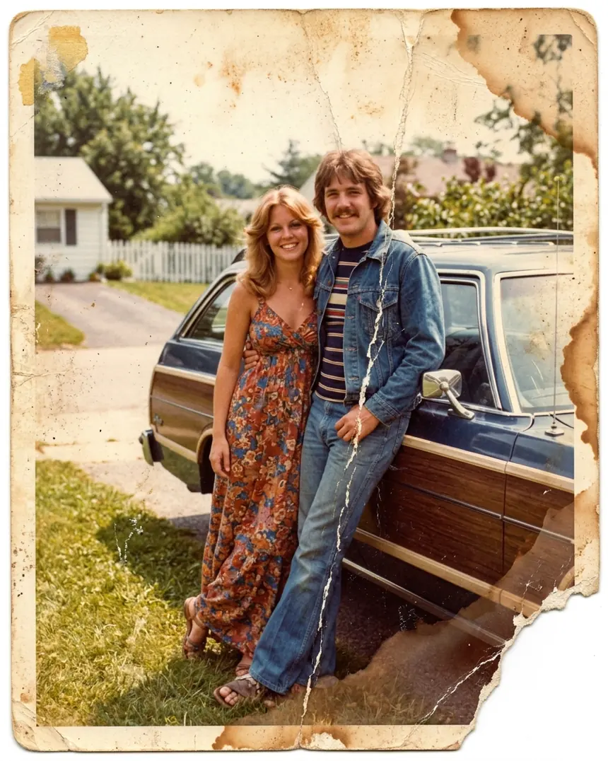 Before: an old family photo, stained, creased and torn.