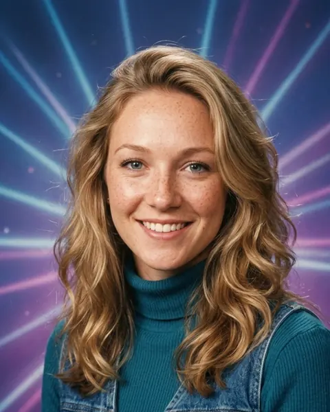 The same woman as a '90s school yearbook photo.